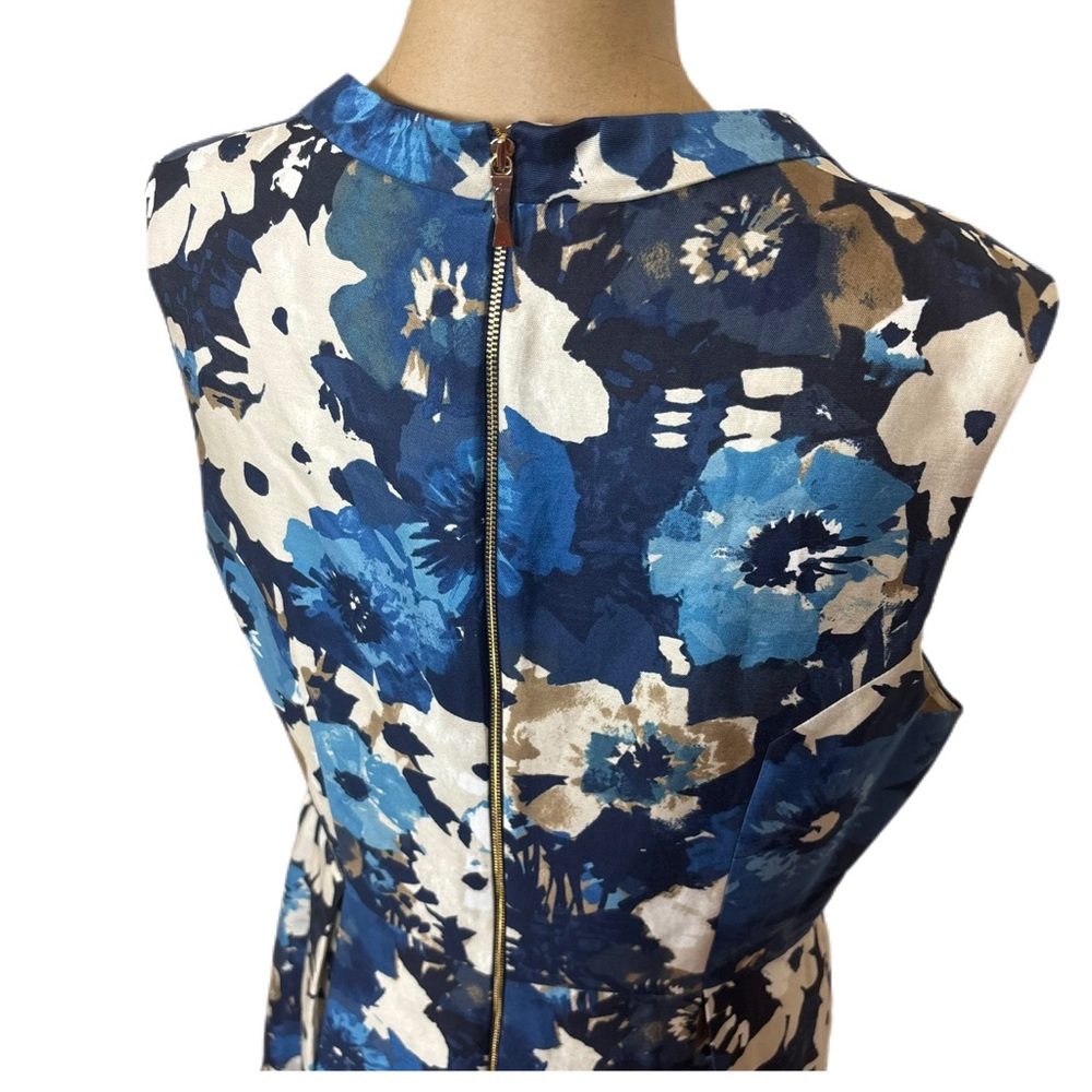 NWT! $478 Kate Spade Autumn Floral Scoop Neck Dress Blue Women’s Size 12 - Picture 4 of 8